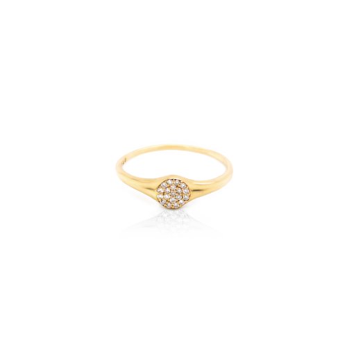 14k Yellow Gold Diamond Pave Signet Ring (GR-14-1001)