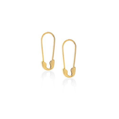 10k Yellow Gold Plain Saftey Pin Earrings (GE-10-1097)