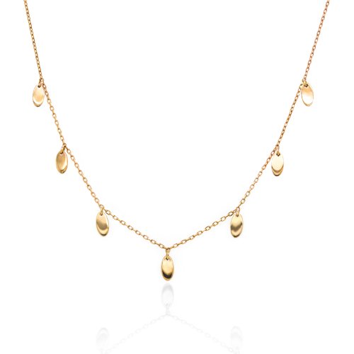 10k Yellow Gold Plain Oval Drops Necklace (GC-10-1178)