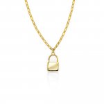 Sterling Silver Gold Plated Lock Necklace (N-1455)