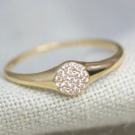 14k Yellow Gold Diamond Pave Signet Ring (GR-14-1001)