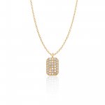 14k Yellow Gold Diamond Pave Dog Tag Necklace (GC-14-1008)