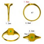 14k Yellow Gold Engraved Star Diamond Signet Ring (GR-14-1006)
