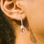Sterling Silver CZ Teardrop Swarovski Fancy Night Out Dangle Earrings (ER-1348)