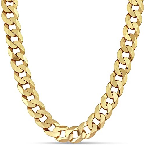 Sterling Silver Gold Plated Flat Curb Chain 7.7mm (GDFLAT180-G)