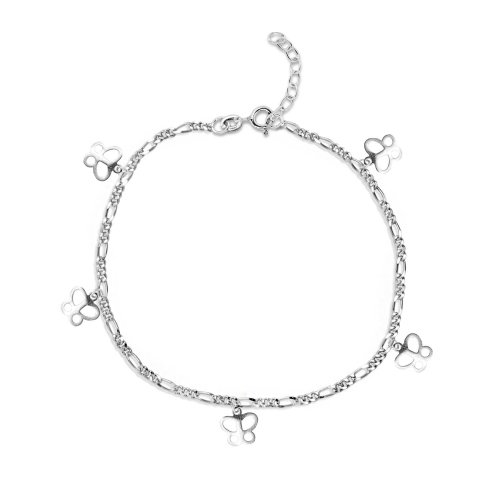 Sterling Silver Open Butterfly Anklet (ANK-1094)