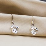Silver Plain Dangle Earrings Rose (ED3053)