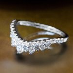 Sterling Silver CZ Curved Crown Ring (R-1486)