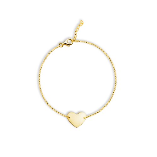 Sterling Silver Flat Heart Bracelet (BR-1380)