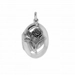 Sterling Silver High Relief Rose Oval Locket (LOC-1041)
