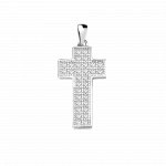 Silver Cubic Zirconia Religious Cross Pendant (Micro-Pave) CR-1015