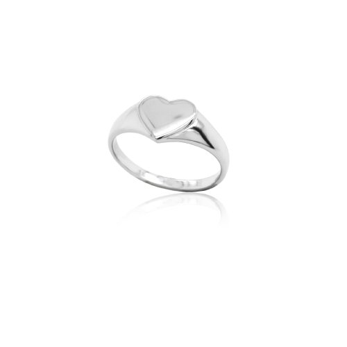 Sterling Silver Rhodium Plated Heart Signet Ring (R-1587)
