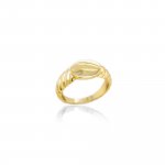 Sterling Silver Gold Plated Flat Oval Croissant Signet Ring (R-1591-G)