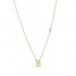 Sterling Silver Gold Plated Alphabet and CZ Necklace (N-1472-G)