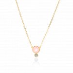 Rose Gold Plated Sterling Silver Quartz and Mini Bezel Necklace (N-1213-RQ)