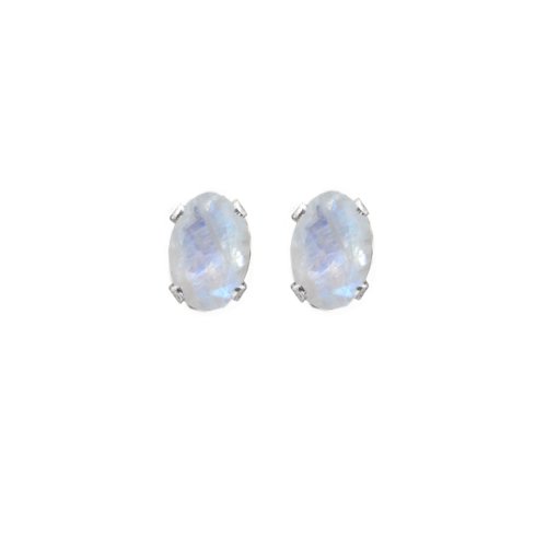 Silver Oval CZ Stud Birthstone Earrings (ST-1339-JUN)