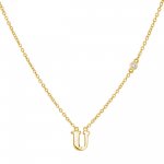 Sterling Silver Gold Plated Alphabet and CZ Necklace (N-1472-G)