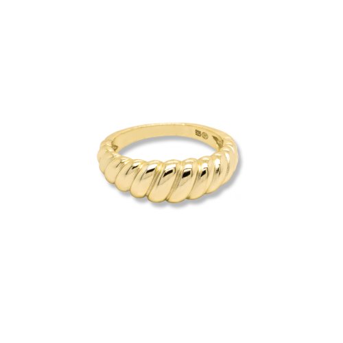 Sterling Silver Gold Plated Thin Croissant Ring (R-1594)