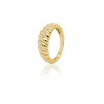 Sterling Silver Gold Plated Thin Croissant Ring (R-1594)