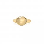 Sterling Silver Gold Plated Minimal Oval Signet Ring (R-1593)