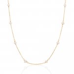 Sterling Silver Gold Plated Dainty Pearl Chain Necklace (N-1477)