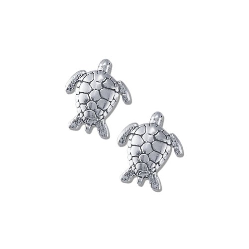 Silver Plain Turtle Stud Earrings (ST-1067)