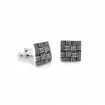 Square Oxidized Weaved Cuff Links (CL-115)