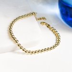 Sterling Silver Gold Plated 4 mm Ball Bracelet (BR-1370)