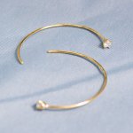 Sterling Silver CZ Half Hoop Earrings (ER-1301)