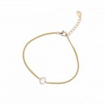 Sterling Silver Single Pearl Curb Chain Bracelet (BR-1393)