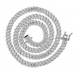Sterling Silver CZ Pave Curb Hip Hop Men's Necklace (N-1457)