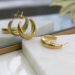 Sterling Silver Gold Vermeil Croissant Hoops (HP-1083)
