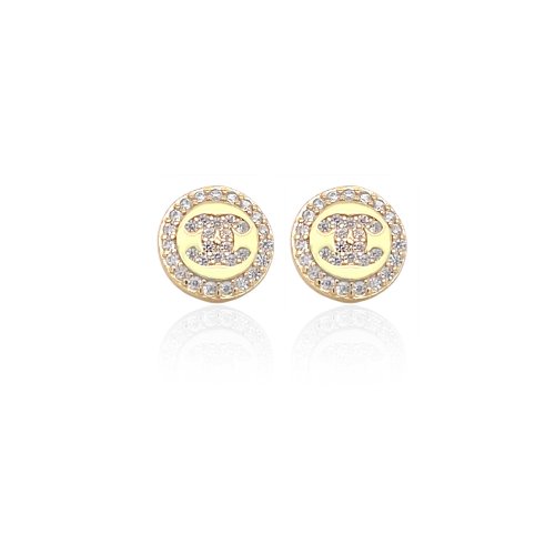 Sterling Silver CZ Circle Chanel Studs (ST-1545)