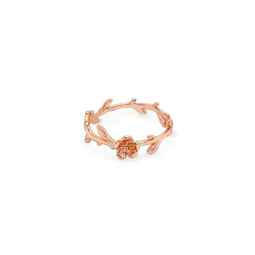 Sterling Silver Rose Gold Plated Rose and Ivy Ring (R-1600-R)
