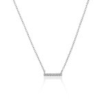 Sterling Silver Mini CZ Bar Necklace (N-1484)