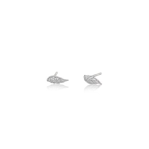 Sterling Silver CZ Angel Wing Studs (ST-1537)