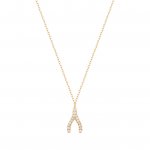 14K Yellow Gold Diamond Pave Wishbone Necklace (GC-14-1018)