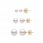 14K Yellow Gold Genuine Cultured Round Pearl Studs (GE-14-1017)