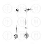 Silver Rhodium Plated Ball Dangle Earrings (RPE024)