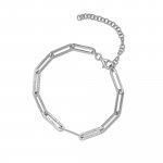 Sterling Silver CZ Paperclip Chain Bracelet (BR-1397)