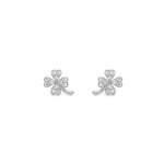 Sterling Silver CZ Lucky Four Leaf Clover Studs (ST-1550)