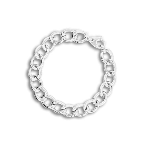 Sterling Silver Thick Hollow Flat Curb Bracelet 11mm (BR-1403)