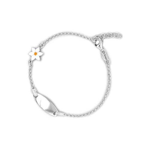 Sterling Silver Enamel Daisy ID Bracelet (ID-B-1001)