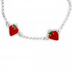Sterling Silver Enamel Strawberry Child Bracelet (BR-1402)