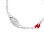 Sterling Silver Enamel Heart Child ID Bracelet (ID-B-1002)