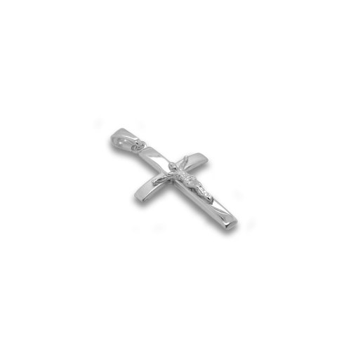 Sterling Silver Rhodium Plated Crucifix Cross Pendant (CR-1406)