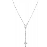 Sterling Silver Rosary With Ball Chain and Flat Cross (ROS2)