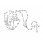 Sterling Silver Rosary With Ball Chain and Flat Cross (ROS-1004)