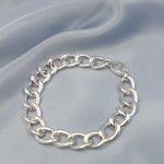 Sterling Silver Thick Hollow Flat Curb Bracelet 11mm (BR-1403)