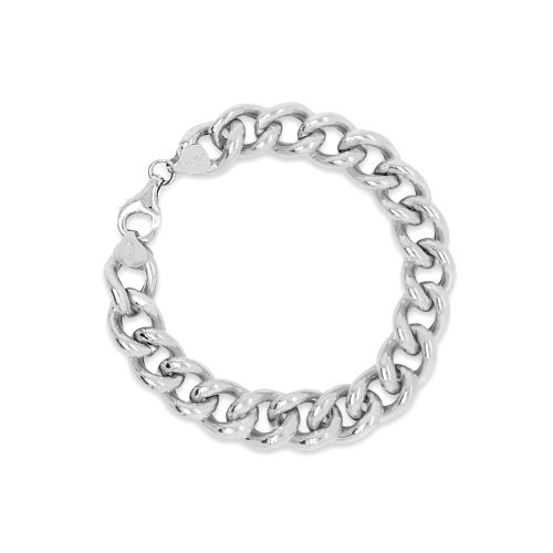 Sterling Silver Thick Hollow Curb Chain Bracelet 12.8mm (PCDG-350)